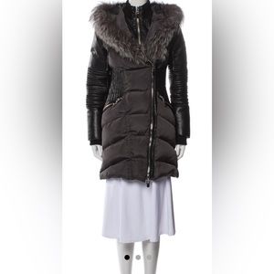 NICOLE BENISTI NB Series LEATHER-TRIM QUILTED DOWN COAT w fur lined hood